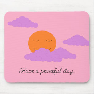 Tapis De Souris Coucher de soleil avec nuages : rose Œillet
