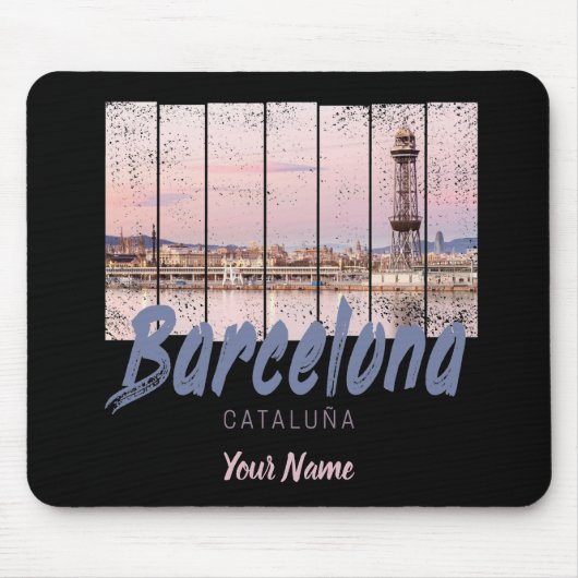 Tapis De Souris coucher de soleil de Barcelone Catalogne Skyline E (Devant)