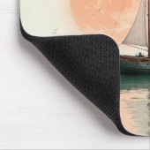 Tapis De Souris Coucher De Soleil De Bateau Avec Mouettes (Coin)