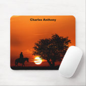 Tapis De Souris Coucher de soleil de cow-boy occidental (Avec souris)
