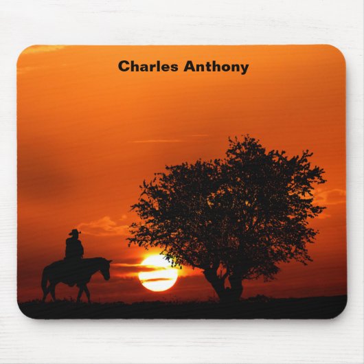 Tapis De Souris Coucher de soleil de cow-boy occidental (Devant)