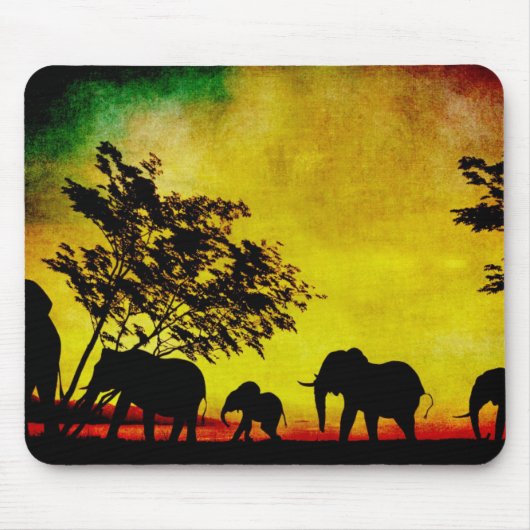 Tapis De Souris Coucher de soleil des éléphants (Devant)