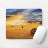 Tapis De Souris Coucher de soleil d'or sur le terrain agricole (Avec souris)