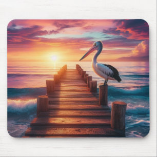 Tapis De Souris Coucher de soleil marin/côtier/plage de pélican