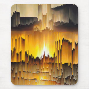 Tapis De Souris Coucher de soleil numérique abstrait avec bogue