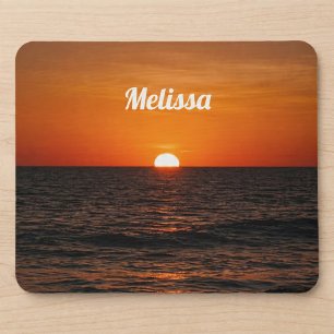 Tapis De Souris Coucher de soleil Océan Nom personnalisé