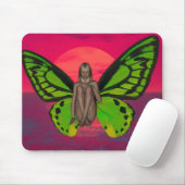 Tapis De Souris Coucher de soleil papillon (Avec souris)