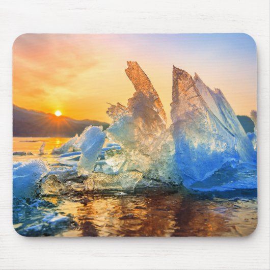Tapis De Souris Coucher de soleil sur glace (Devant)