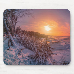 Tapis De Souris Coucher de soleil sur la côte de la mer des neiges