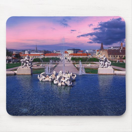 Tapis De Souris Coucher de soleil sur la fontaine de Vienne (Devant)