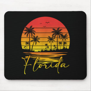 Tapis De Souris Coucher de soleil sur la plage avec palmiers vinta