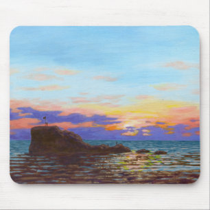 Tapis De Souris Coucher de soleil sur la plage de Perranporth