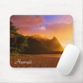 Tapis De Souris Coucher de soleil sur la plage d'or à Hawaï (Avec souris)