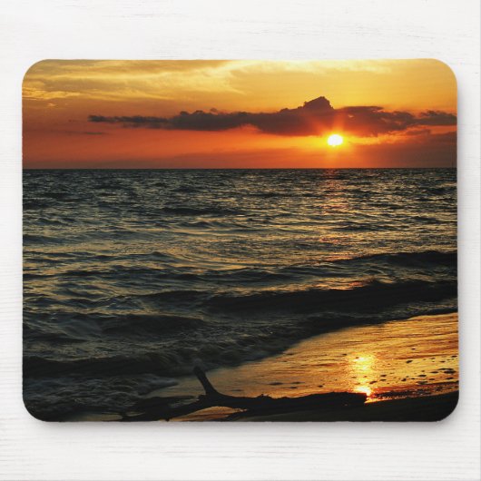 Tapis De Souris Coucher de soleil sur le bois (Devant)