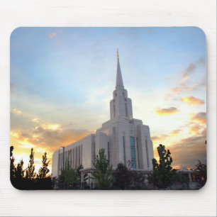 Tapis De Souris Coucher de soleil sur le temple LDS d'Oquirrh Moun
