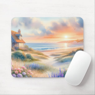 Tapis De Souris Coucher de soleil sur une maison de bord de mer en