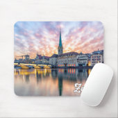 Tapis De Souris Coucher de soleil sur Zurich, Suisse (Avec souris)