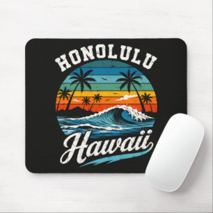 Tapis De Souris Coucher de soleil surf Honolulu Hawaï
