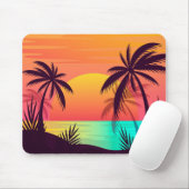 Tapis De Souris Coucher de soleil tropical (Avec souris)