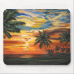 Tapis De Souris Coucher de soleil tropical étonnant<br><div class="desc">"Superbe Coucher de soleil tropical II" de Carolee Vitaletti. Il dispose d'un coucher de soleil sur les arbres et l'eau sur la plage.</div>