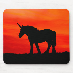 Tapis De Souris coucher de soleil Unicorn