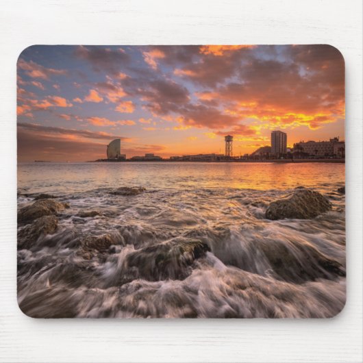 Tapis De Souris Coucher du soleil à Barcelone (Devant)
