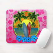 Tapis De Souris Coucher du soleil et planches de surf (Avec souris)
