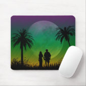 Tapis De Souris Coucher du soleil Mousepad de palmier (Avec souris)