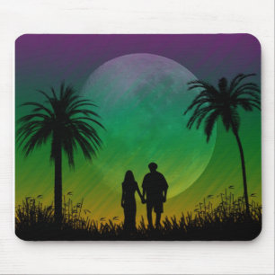 Tapis De Souris Coucher du soleil Mousepad de palmier