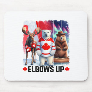 Tapis De Souris Coudes en l'air Drapeau du Canada Hockey Drôle de