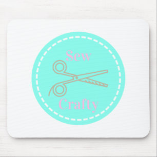 Tapis De Souris Coudre Crafty Pastel Rose Grey Aqua