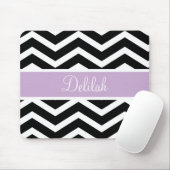 Tapis De Souris Couleur Chevron blanc noir (Avec souris)