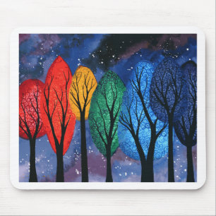 Tapis De Souris Couleur de nuit - ciel étoilé d'arbres