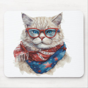 TAPIS DE SOURIS COULEUR D'EAU BLEU BLANC PATRIOTIQUE ROUGE KITTY C