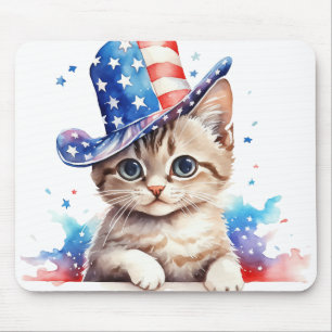 TAPIS DE SOURIS COULEUR D'EAU BLEU BLANC PATRIOTIQUE ROUGE KITTY C
