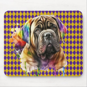 TAPIS DE SOURIS COULEUR D'EAU MARDI GRAS MASTIFF DOG FACE