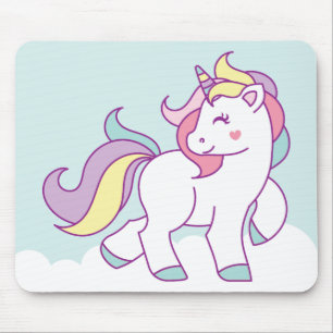 Tapis De Souris Couleur en pastel de licorne magique mignonne