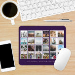 Tapis De Souris Couleur personnalisée du collage photo<br><div class="desc">Une belle commémoration de votre mariage ou autre événement spécial avec 24 photos de carrés dans des cadres blancs dans une grille avec arrière - plan couleur personnalisé pour correspondre à votre mariage, événement spécial ou décor de chambre. Texte modifiable sous la mise en page de la photo. L'exemple montre...</div>