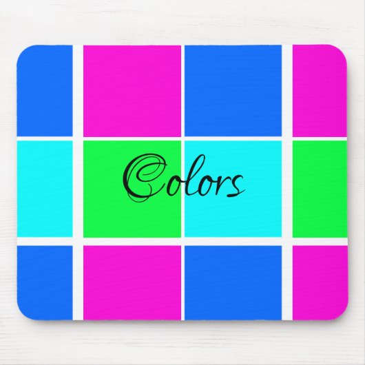 Tapis De Souris Couleurs Bleu Rose Vert Panier Souris! (Devant)