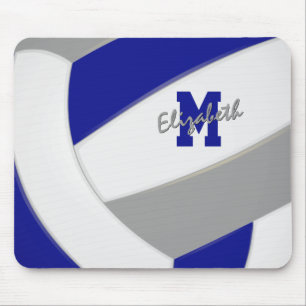 Tapis De Souris couleurs d'équipe de volley-ball gris bleu brodées