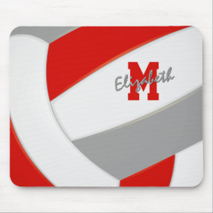 Tapis De Souris couleurs d'équipe rouge gris volley-ball personnal