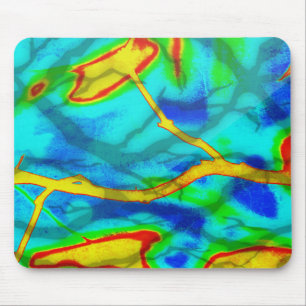 Tapis De Souris Couleurs en gras Feuilles et branches Abstrait Mou