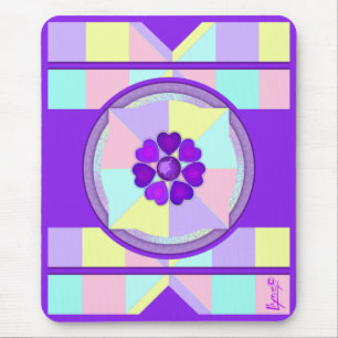 Tapis De Souris Couleurs pastel & coeurs violets battre