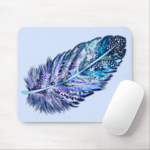 Tapis De Souris Couleurs personnalisées de la souris plumes - Bleu