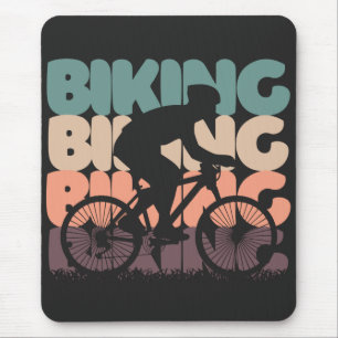 Tapis De Souris couleurs rétro de cyclisme vintage avec silhouette