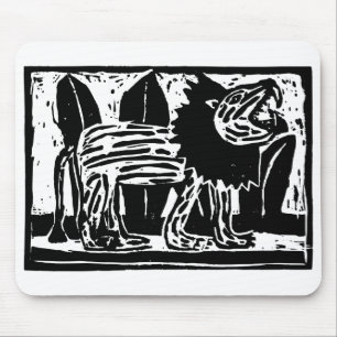 Tapis De Souris Coupe Lino Lion noir et blanc