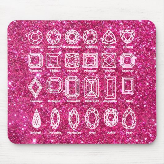 Tapis De Souris Coupes de diamant_Parties scintillant_rose (Devant)