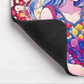 Tapis De Souris Couple Anime mignon, Fleurs et Coeurs (Coin)