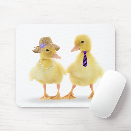 Tapis De Souris Couple de canard mignon sur blanc (Avec souris)