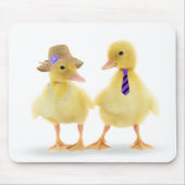 Tapis De Souris Couple de canard mignon sur blanc (Devant)